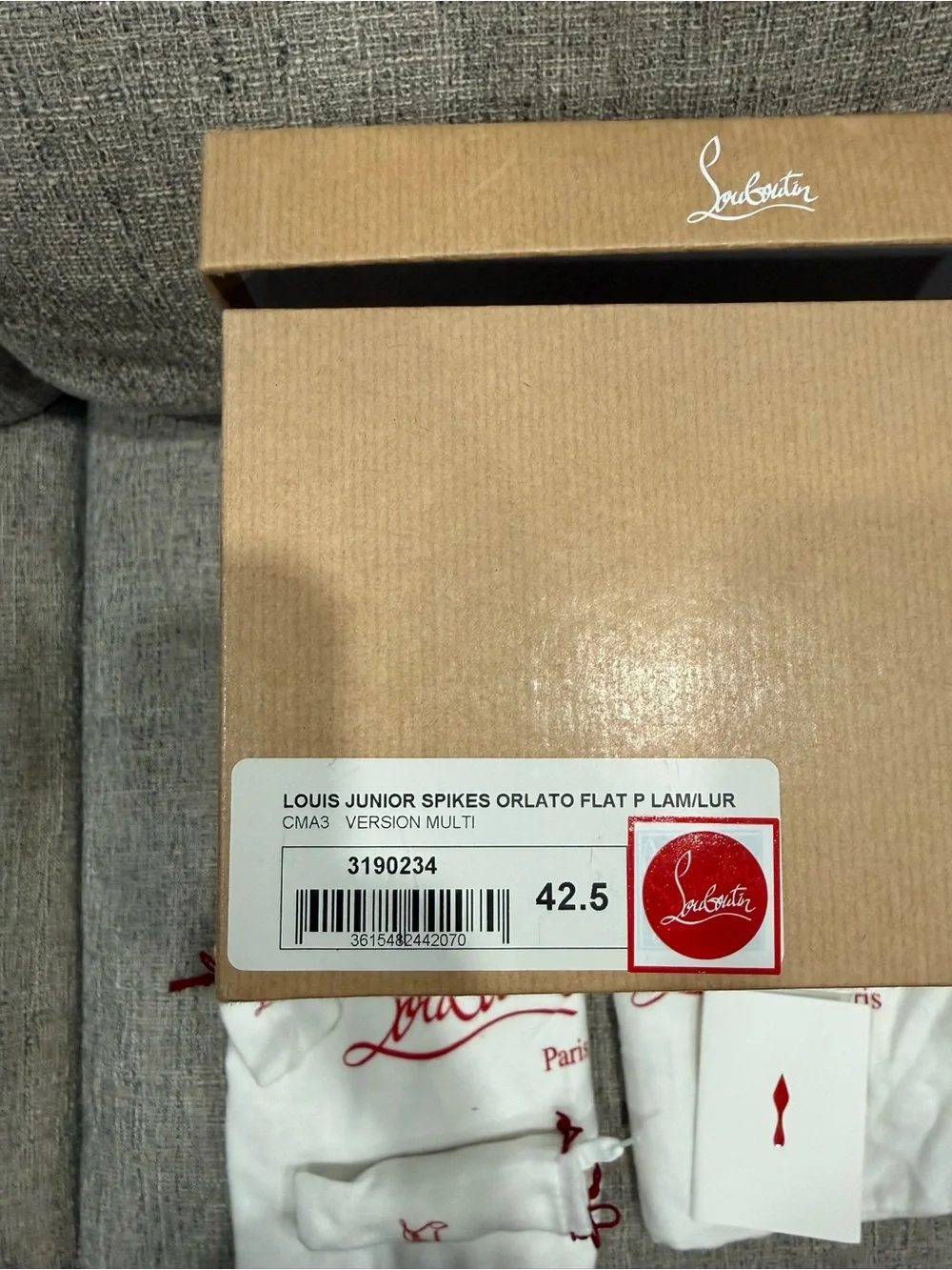 Christian Louboutin White and Silver Studded Low-Top Sneakers